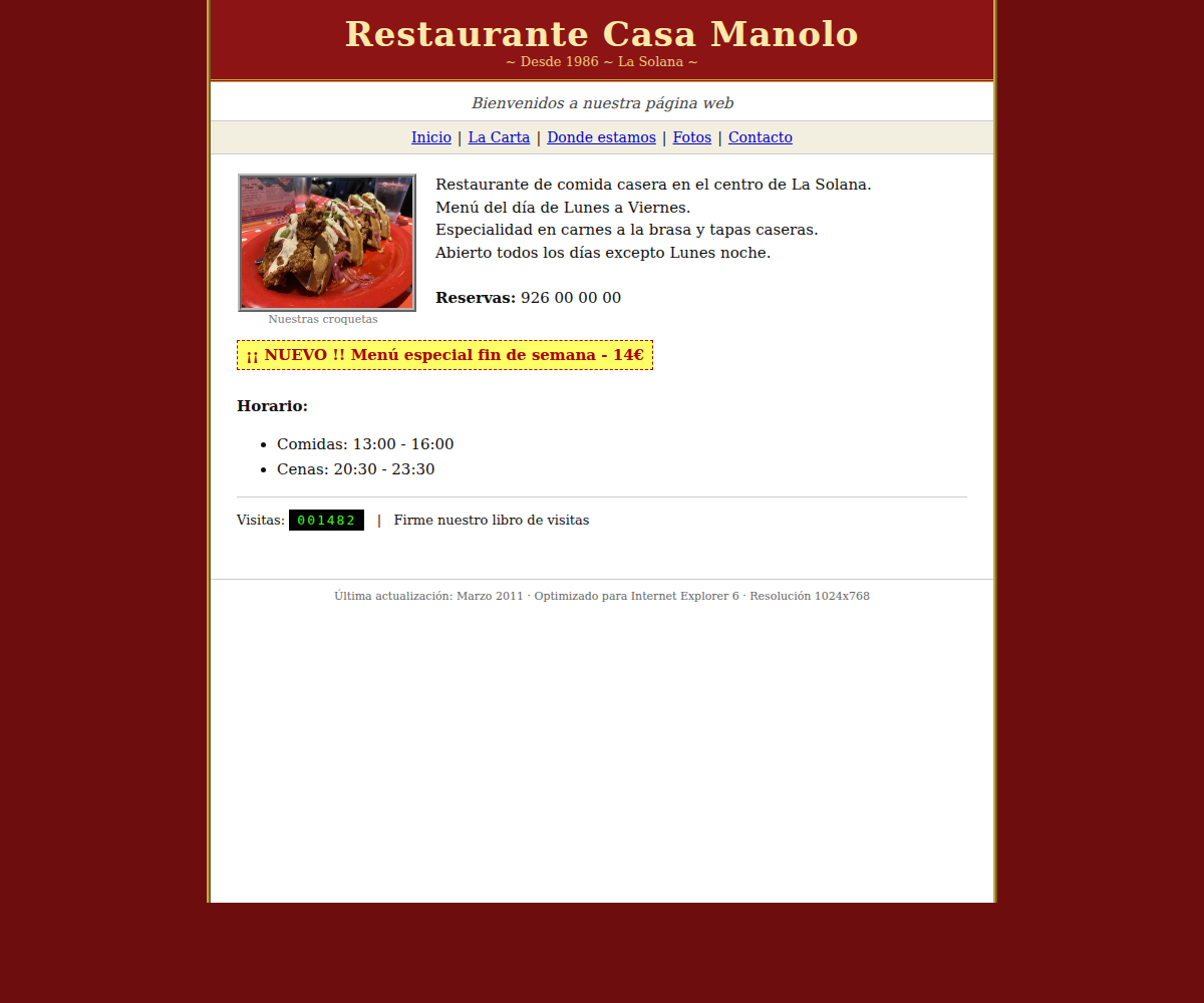 Restaurante — web antigua